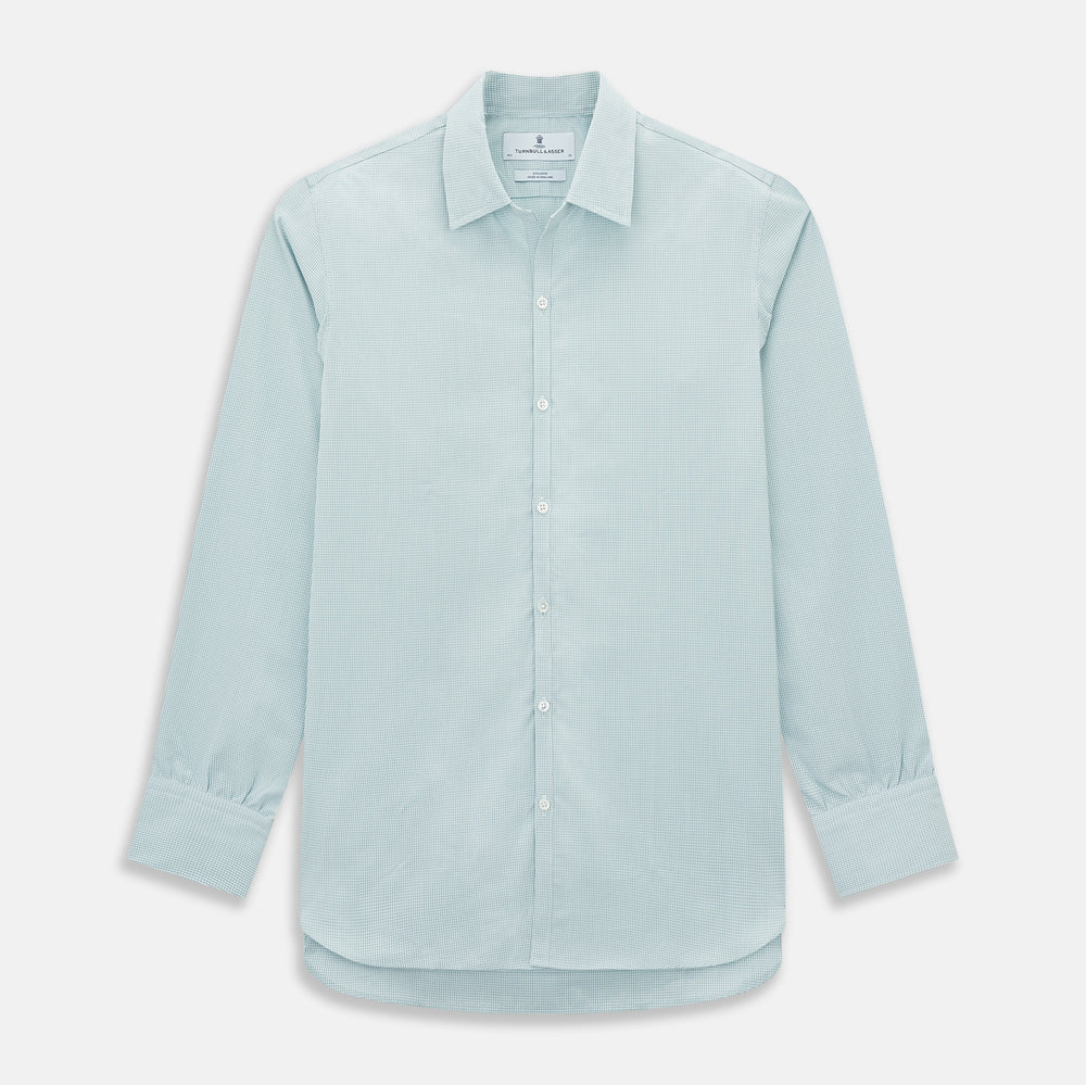 Sage Micro-Tattersall Check Windsor Shirt 18.5