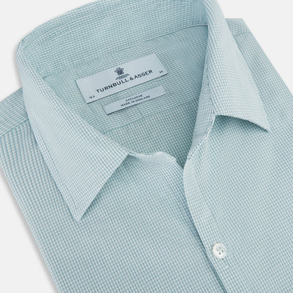 Sage Micro-Tattersall Check Windsor Shirt Image 1