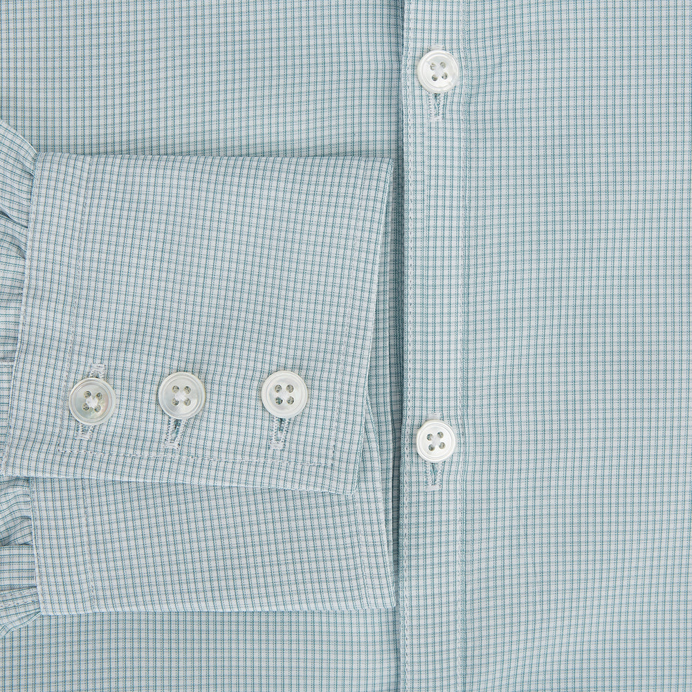 Sage Micro-Tattersall Check Windsor Shirt 18.5