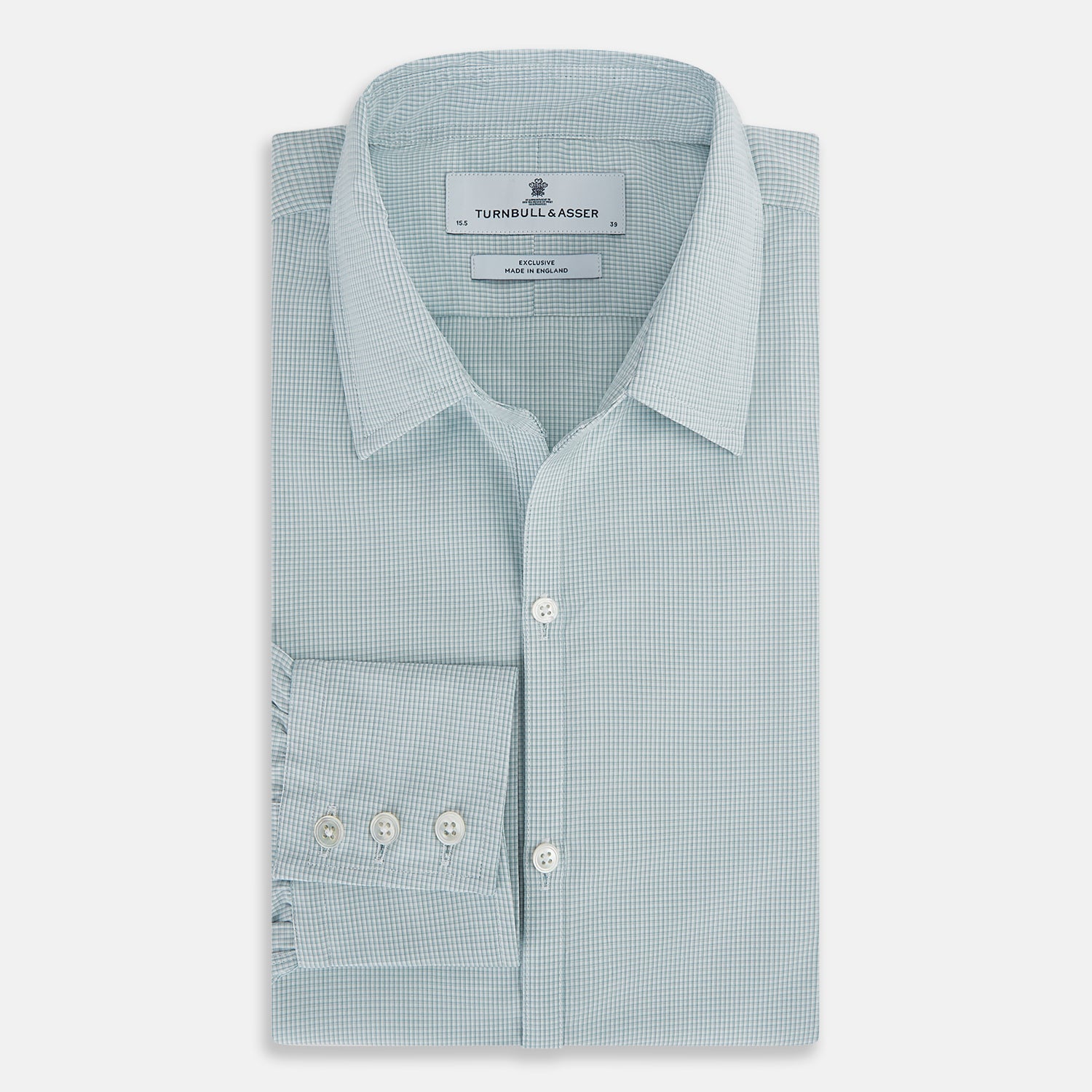 View 5 of product Sage Micro-Tattersall Check Windsor Shirt 18.5