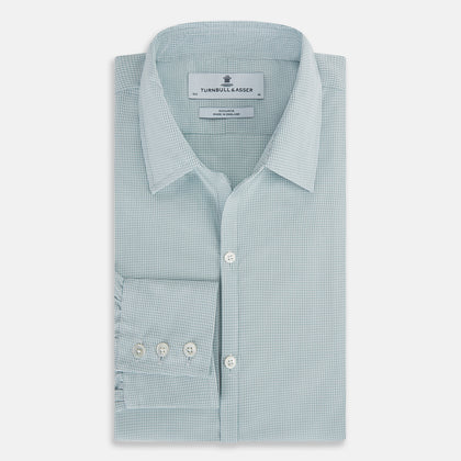 Sage Micro-Tattersall Check Windsor Shirt Image 4