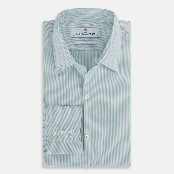 Sage Micro-Tattersall Check Windsor Shirt Image 4