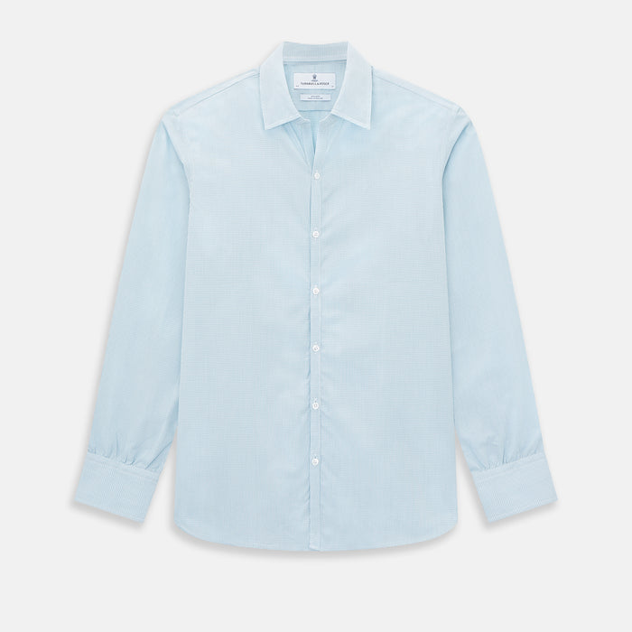 Turquoise Micro-Tattersall Check Windsor Shirt