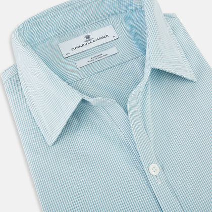 Turquoise Micro-Tattersall Check Windsor Shirt Image 1