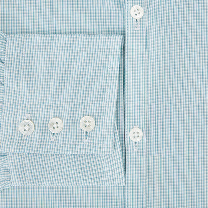 Turquoise Micro-Tattersall Check Windsor Shirt Image 3