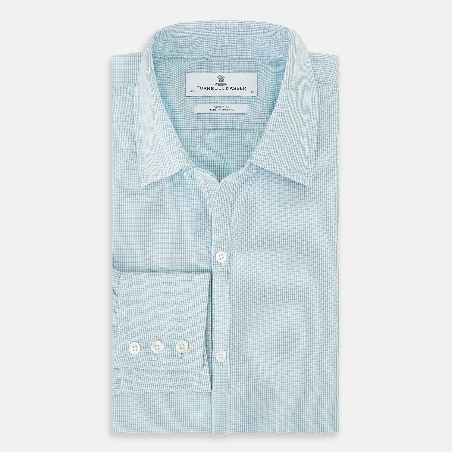 View 5 of product Turquoise Micro-Tattersall Check Windsor Shirt 16.5