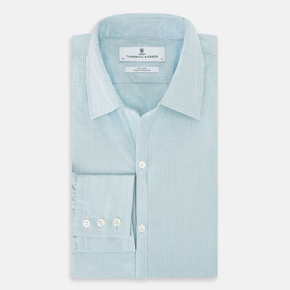 Turquoise Micro-Tattersall Check Windsor Shirt Image 4
