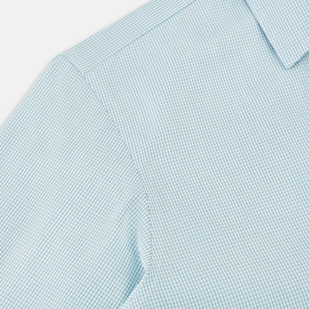 Turquoise Micro-Tattersall Check Windsor Shirt 16.5