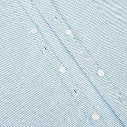 Turquoise Micro-Tattersall Check Windsor Shirt Image 6