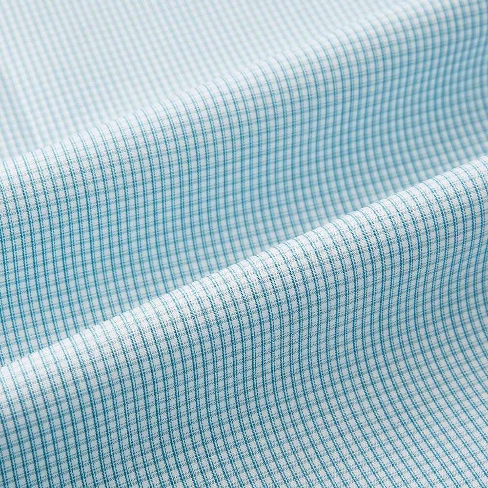 Turquoise Micro-Tattersall Check Windsor Shirt 16.5