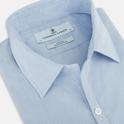 Colony Blue Micro-Tattersall Check Windsor Shirt Image 1