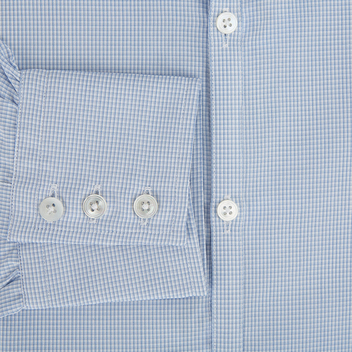 Colony Blue Micro-Tattersall Check Windsor Shirt Image 3