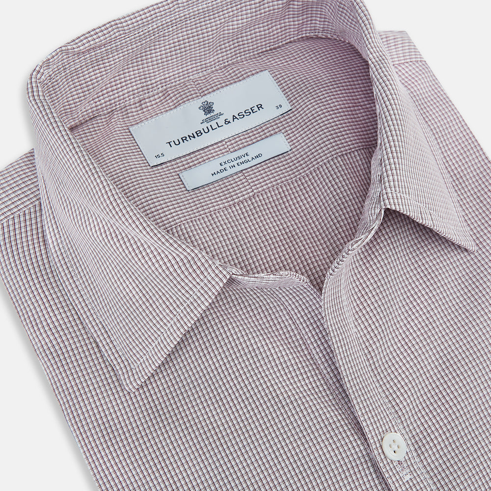 Burgundy Micro-Tattersall Check Windsor Shirt 17
