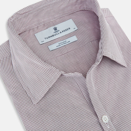 Burgundy Micro-Tattersall Check Windsor Shirt Image 1