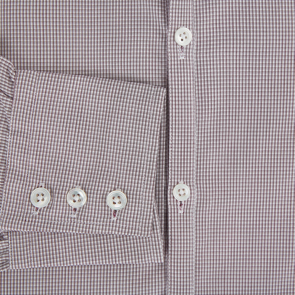 Burgundy Micro-Tattersall Check Windsor Shirt 17