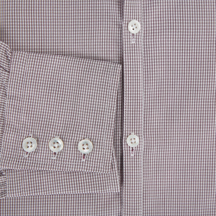 Burgundy Micro-Tattersall Check Windsor Shirt Image 3
