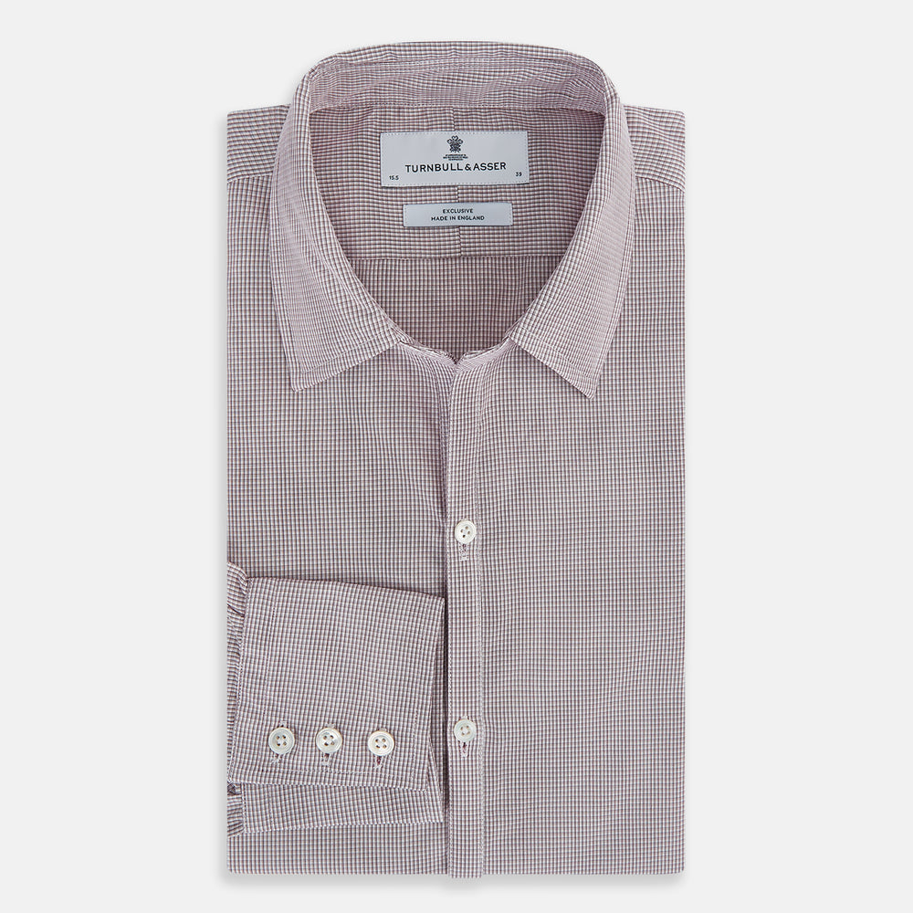 Burgundy Micro-Tattersall Check Windsor Shirt 17