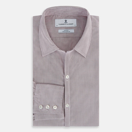 Burgundy Micro-Tattersall Check Windsor Shirt Image 4