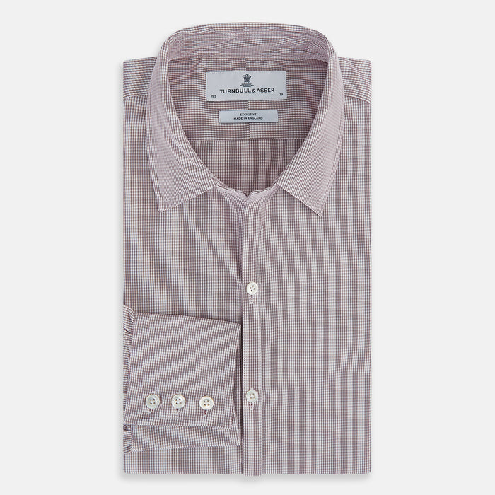 Burgundy Micro-Tattersall Check Windsor Shirt Image 4