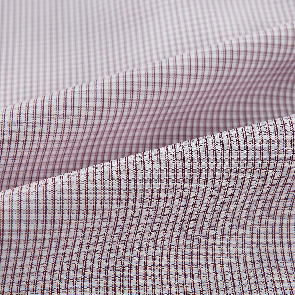 Burgundy Micro-Tattersall Check Windsor Shirt 17
