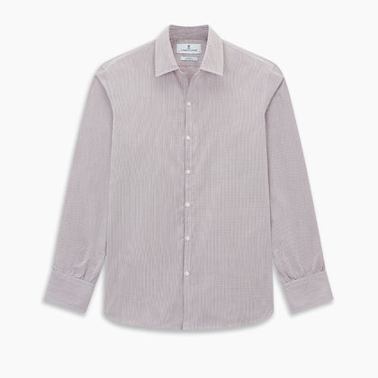 Burgundy Micro-Tattersall Check Windsor Shirt Image 8