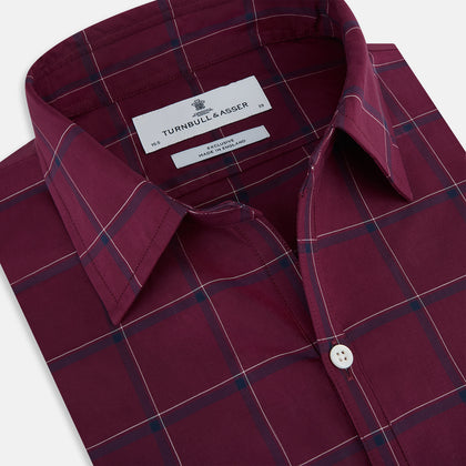 Online Exclusive · Wine Grid Check Windsor Shirt Image 1
