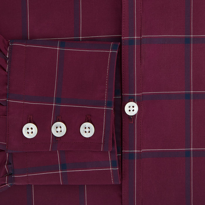 Wine Grid Check Windsor Shirt Image 3