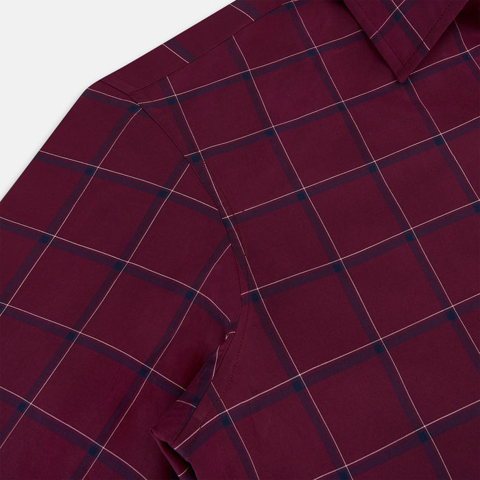 Wine Grid Check Windsor Shirt Image 5