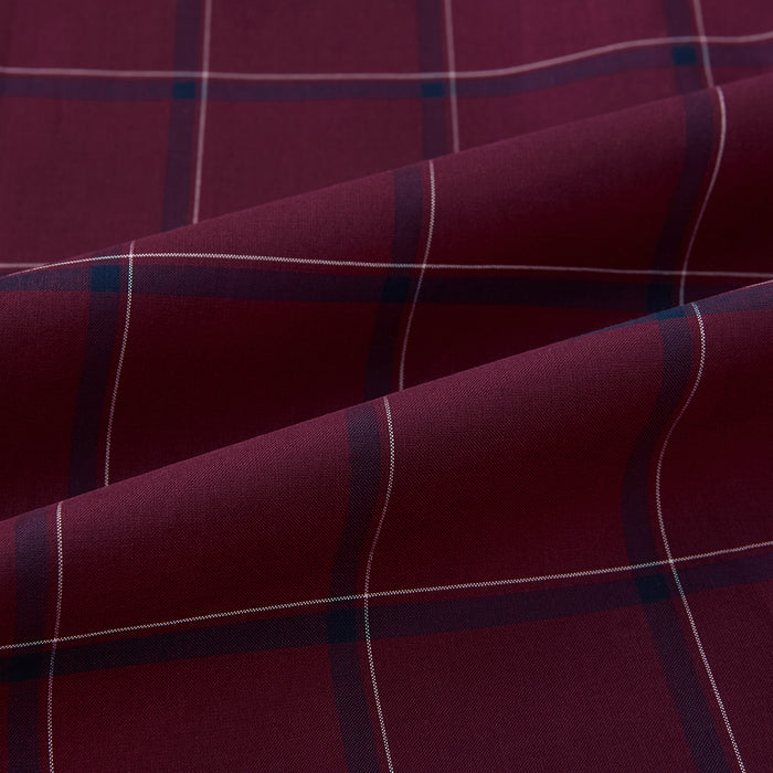 Wine Grid Check Windsor Shirt Image 7