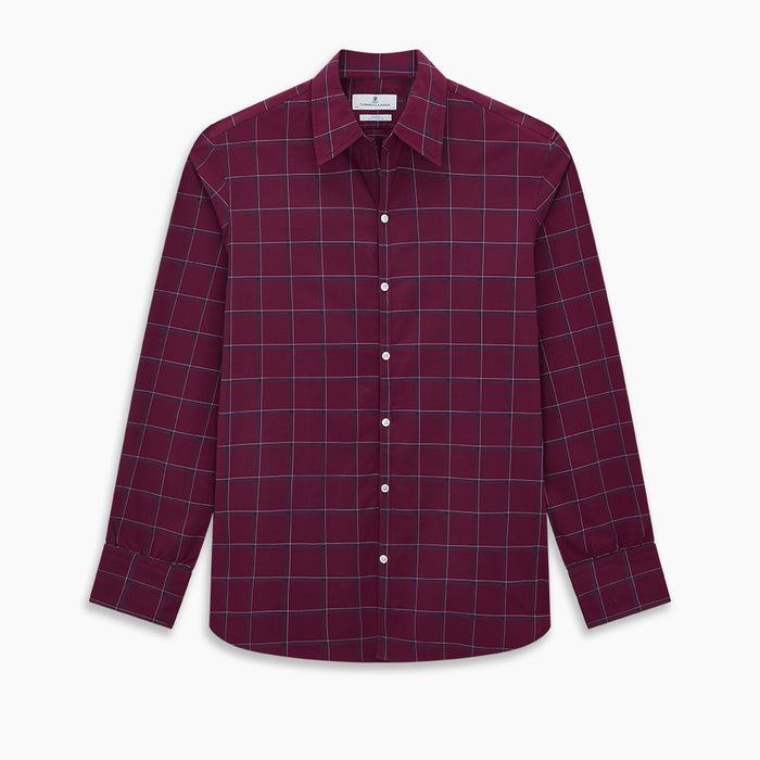 Wine Grid Check Windsor Shirt Image 8