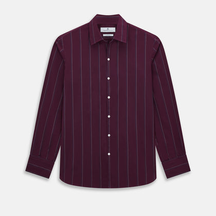 Dark Burgundy Track Stripe Windsor Shirt