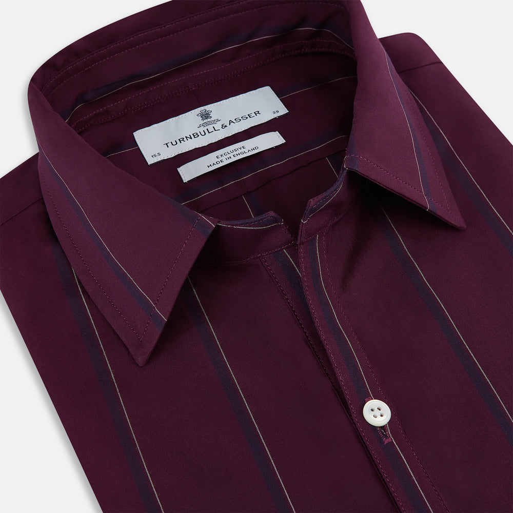 Dark Burgundy Track Stripe Windsor Shirt 19