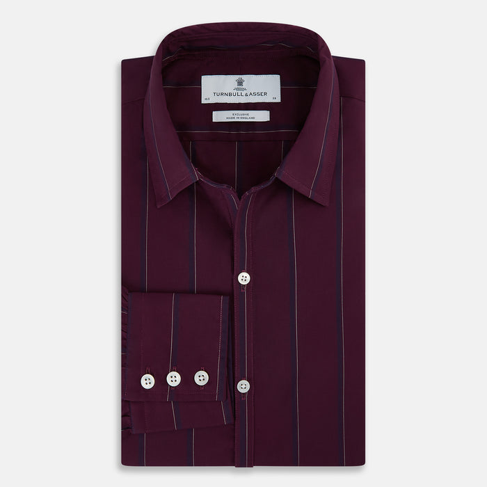 Dark Burgundy Track Stripe Windsor Shirt Image 13