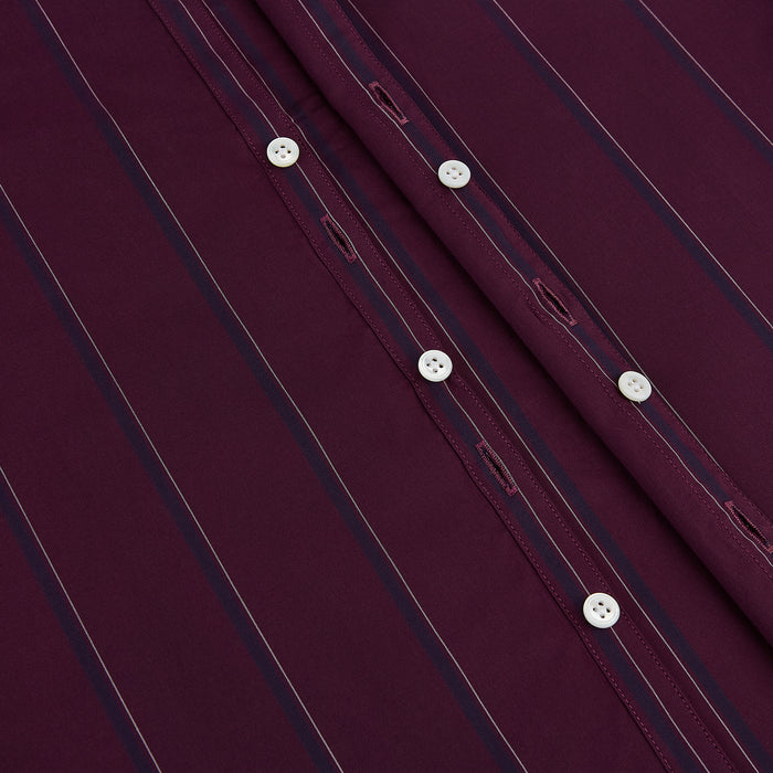 Dark Burgundy Track Stripe Windsor Shirt Image 15