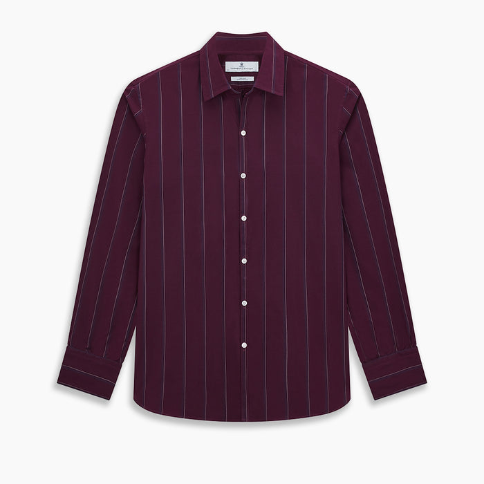 Dark Burgundy Track Stripe Windsor Shirt Image 9