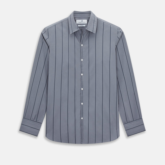 Grey Track Stripe Windsor Shirt