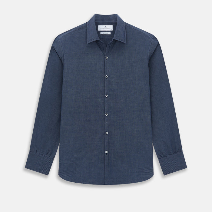 Pale Blue and Navy Pin Check Windsor Shirt