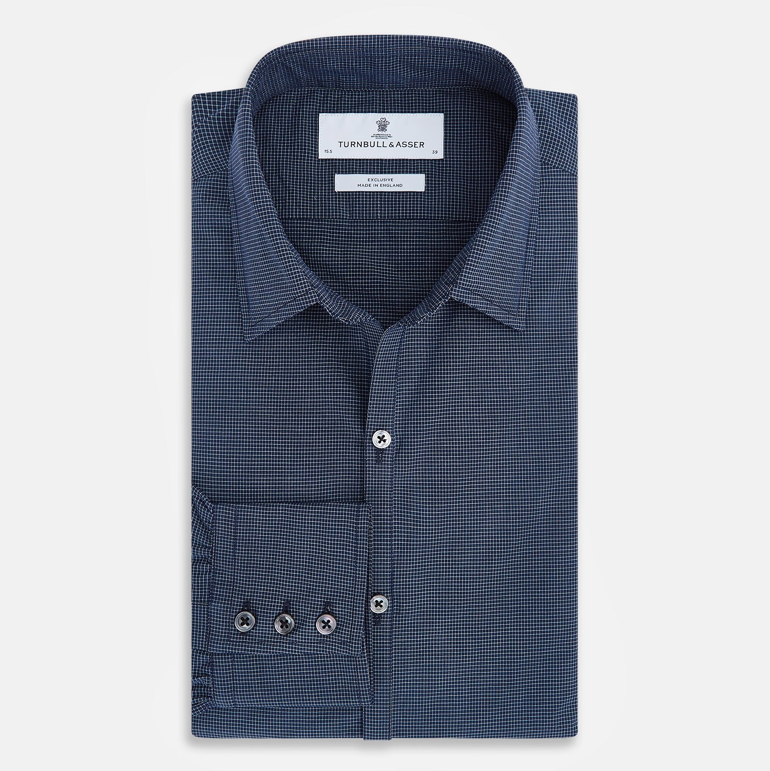 View 5 of product Pale Blue and Navy Pin Check Windsor Shirt 19