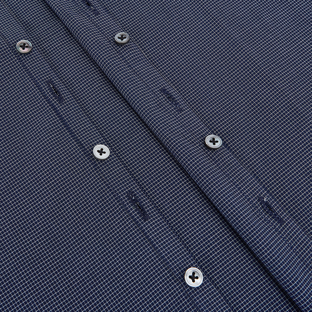 Pale Blue and Navy Pin Check Windsor Shirt 19