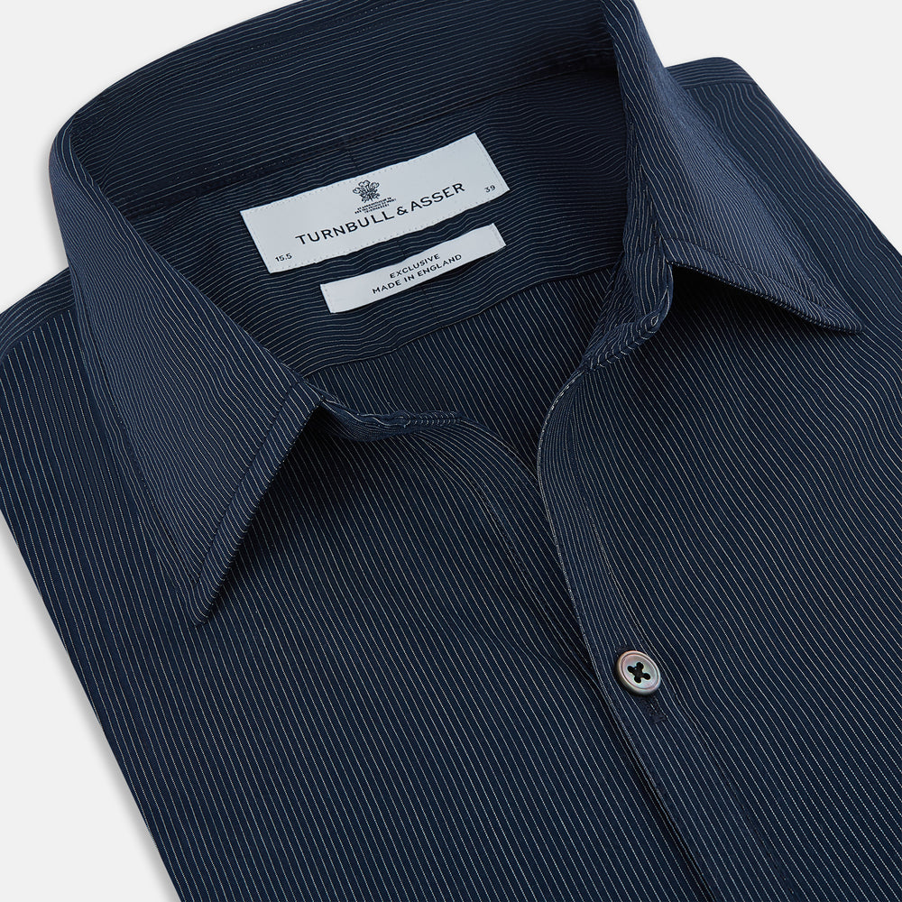 Navy and White Pinstripe Windsor Shirt 19