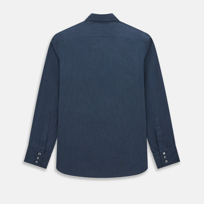 Navy and White Pinstripe Windsor Shirt Image 2