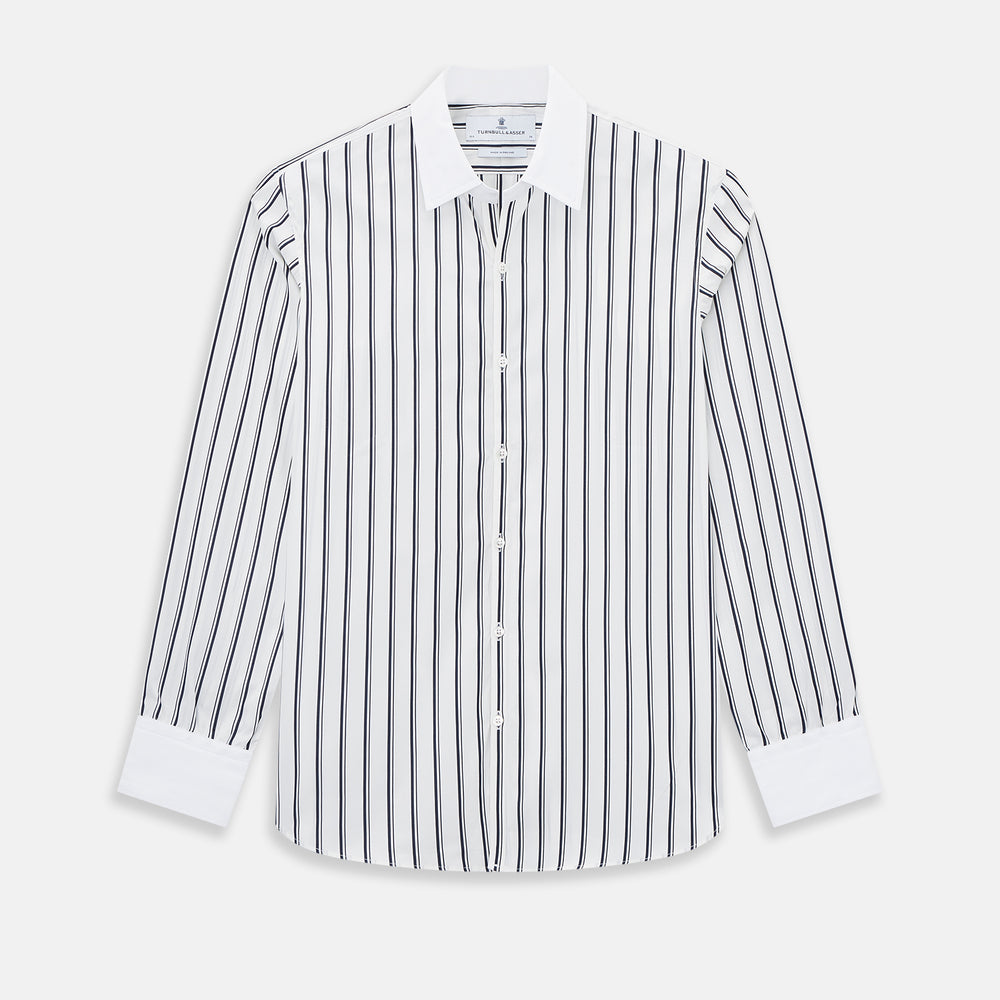 SHIRTS RF WH WINDSOR OPEN CLR WH 3BC NAVY STRIPE 19