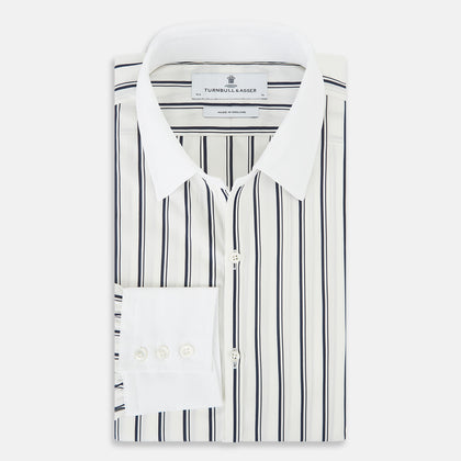 SHIRTS RF WH WINDSOR OPEN CLR WH 3BC NAVY STRIPE Image 4