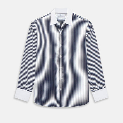 SHIRTS RF WH WINDSOR OPEN CLR WH 3BC NAVY STRIPE