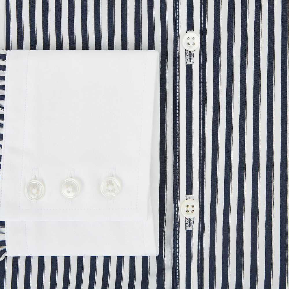 SHIRTS RF WH WINDSOR OPEN CLR WH 3BC NAVY STRIPE 16.5