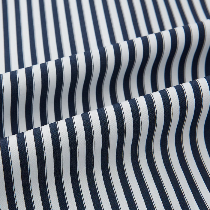 Windsor Double Stripe Navy Open Collar Regular Fit Shirt in Cotton Image 7