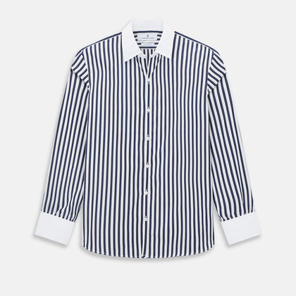 SHIRTS RF WH WINDSOR OPEN CLR WH 3BC NAVY STRIPE
