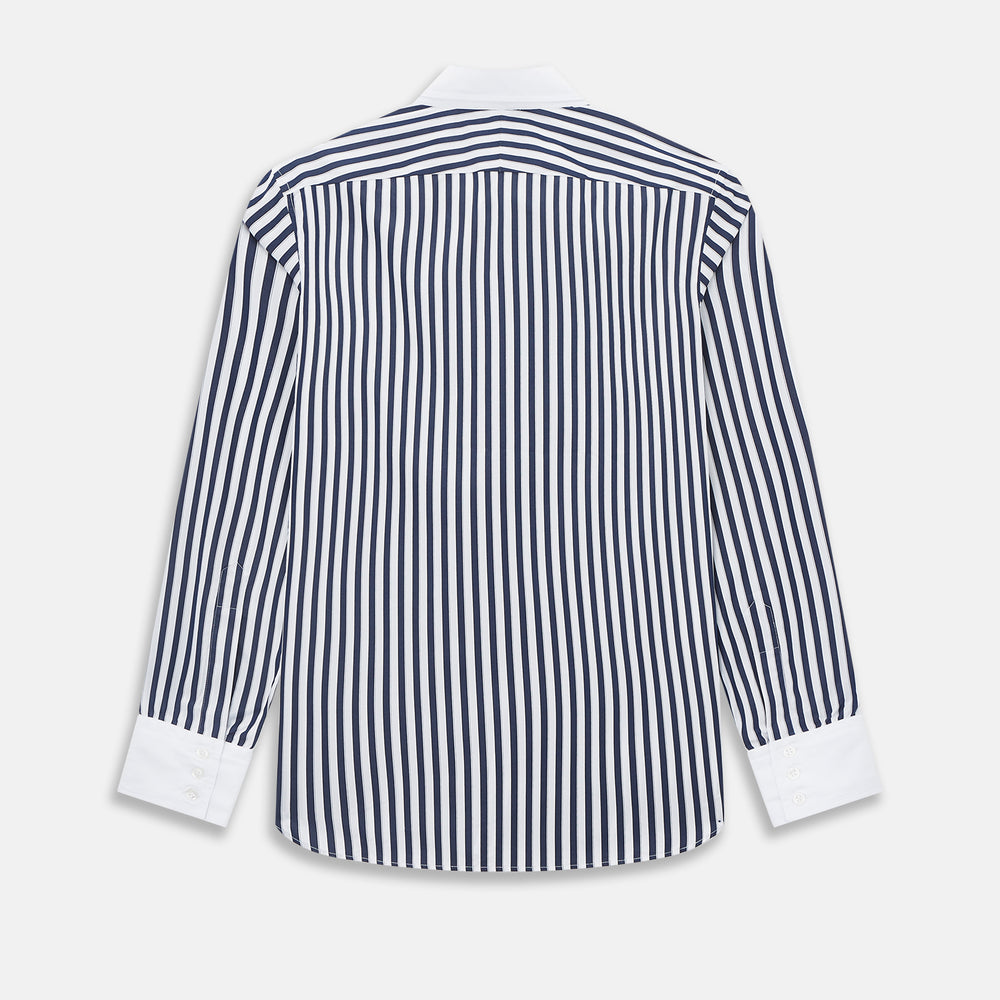 SHIRTS RF WH WINDSOR OPEN CLR WH 3BC NAVY STRIPE 14.5