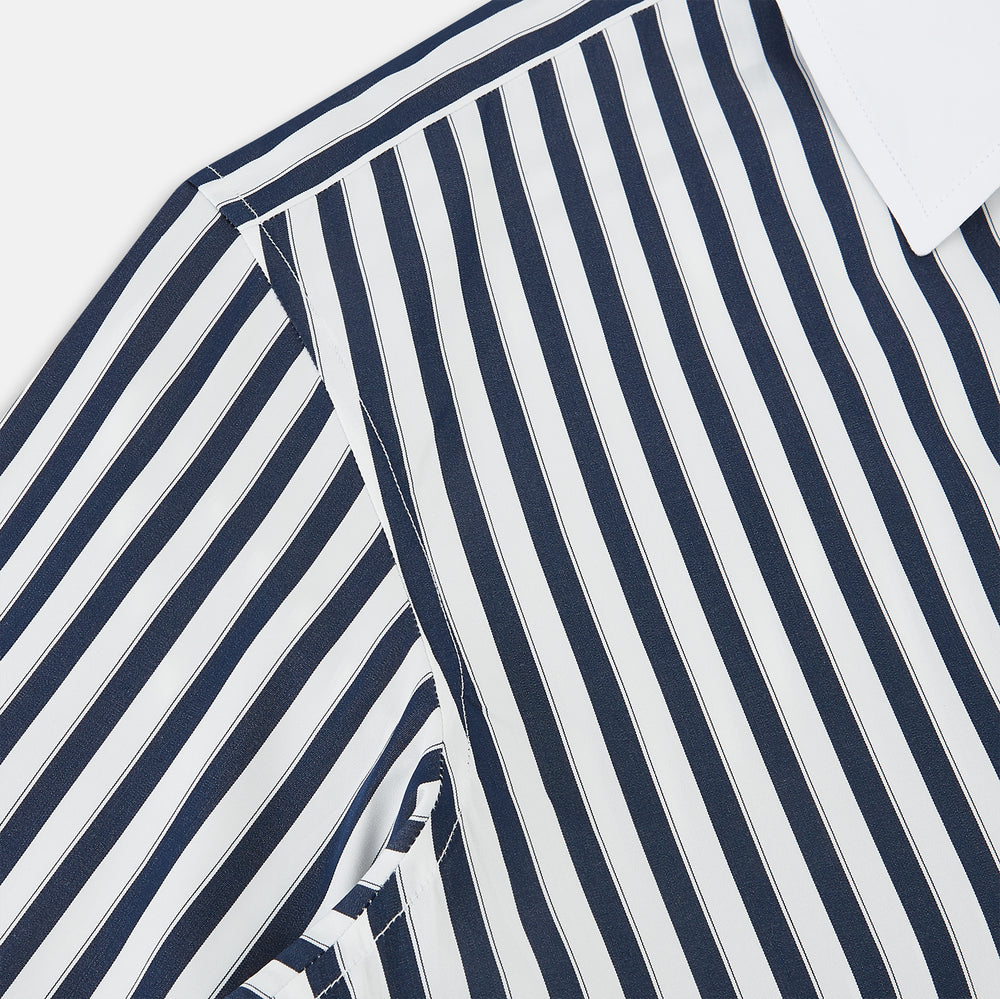 SHIRTS RF WH WINDSOR OPEN CLR WH 3BC NAVY STRIPE 14.5