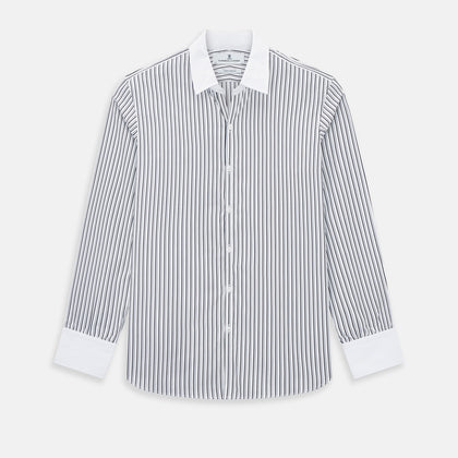 SHIRTS RF WH WINDSOR OPEN CLR WH 3BC NAVY STRIPE